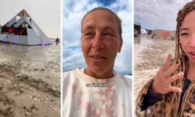 Participantes do festival 'Burning Man' compartilham vídeos das condições assombrosas do evento