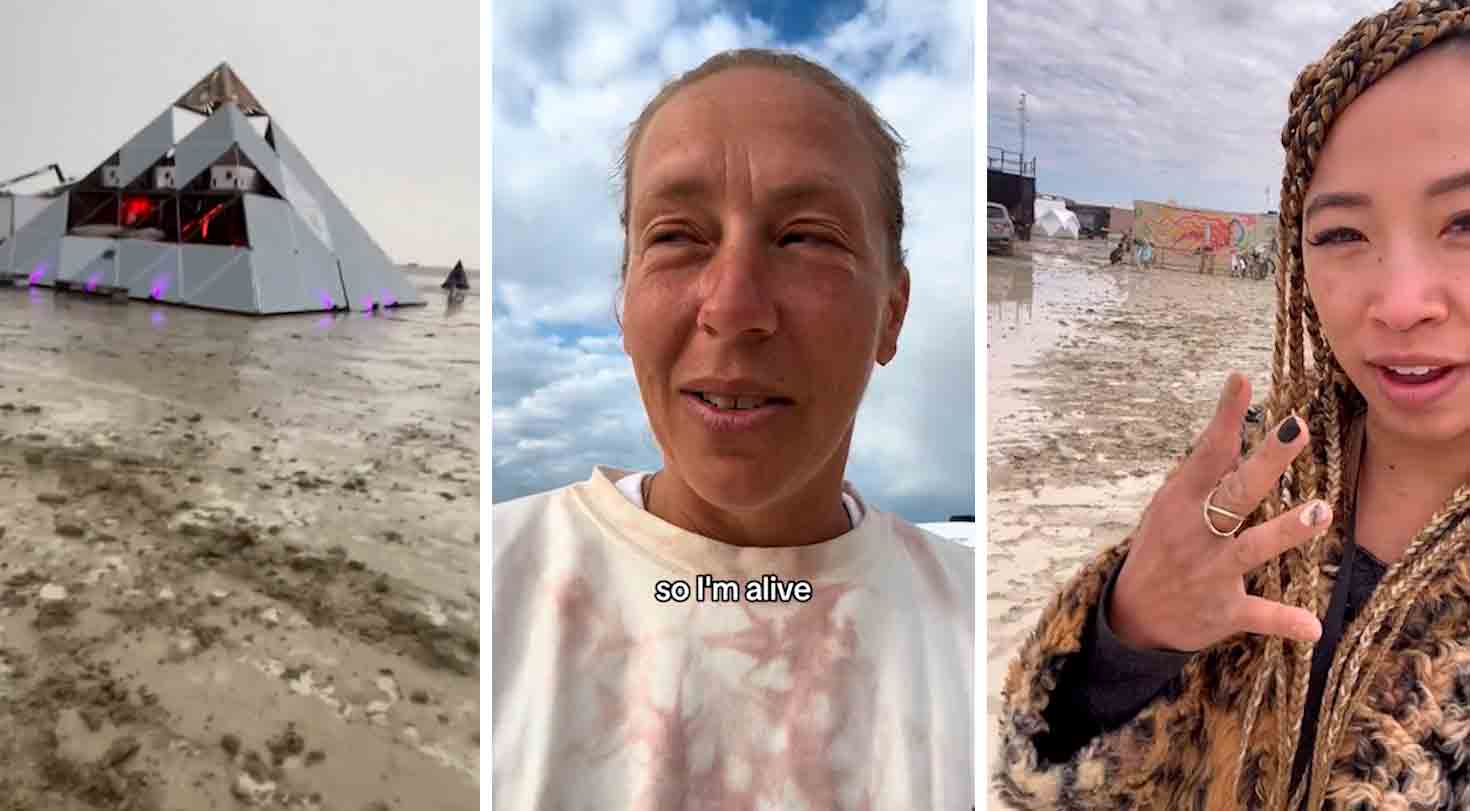 Participantes do festival 'Burning Man' compartilham vídeos das condições assombrosas do evento