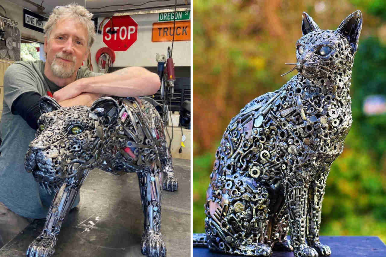 Amerikalı sanatçı hurda malzemeleri inanılmaz hayvan heykellerine dönüştürüyor