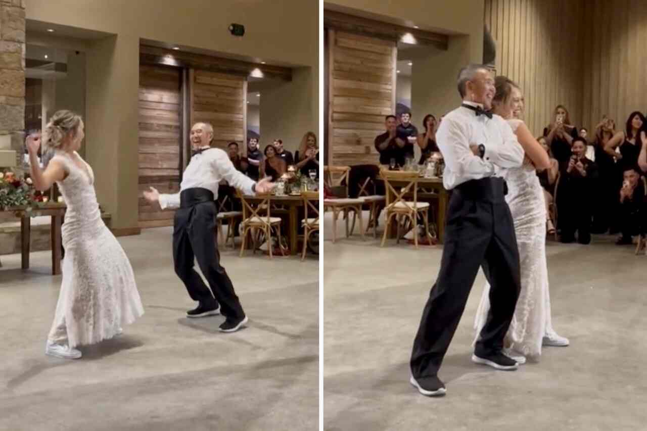 Video: Vater der Braut stiehlt die Show mit beeindruckenden Tanzschritten auf der Hochzeit seiner Tochter
