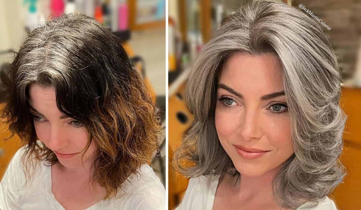 Vorher-nachher-Bilder von Menschen, die ihre grauen Haare angenommen haben, sind atemberaubend