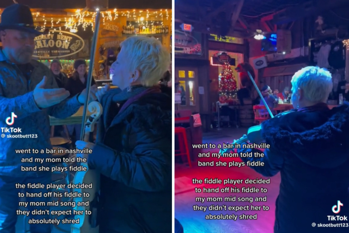 Vrouw laat mensen verbaasd achter na het tonen van haar talent op de viool in een bar in Nashville